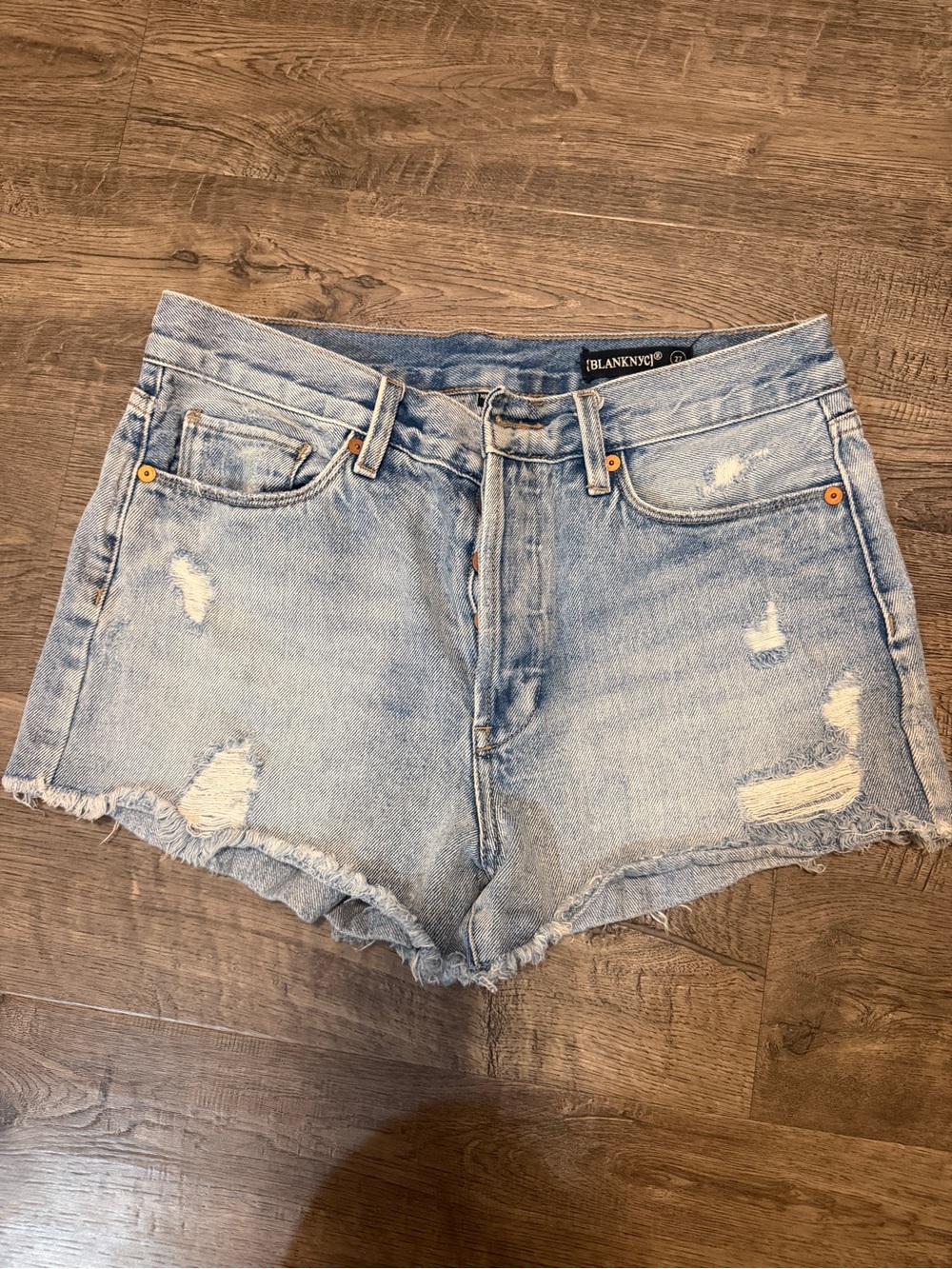 Blank NYC Light Wash Distressed Denim Shorts
